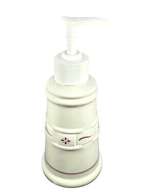 Longaberger Lotion Dispenser Ceramic White Red Floral Bathroom Kitchen